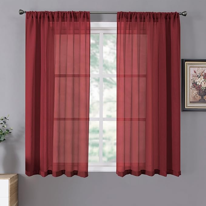 Tollpiz Sheer Curtains Linen Textured Living Room Curtain Sheers Light by Tollpiz