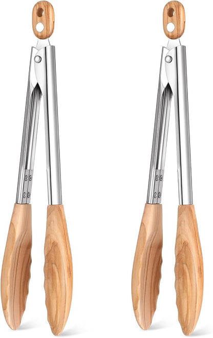 Baderke 2 Pcs Olive Wooden Kitchen Tongs by Baderke