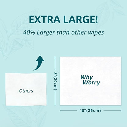 WhyWorry Flushable Wipes for Adults, Extra Large 8"x10" Butt Wipes for Personal - Image 2