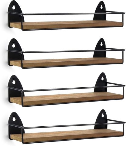 TJ.MOREE 4 Pack Spice Rack Wall Mounted Rustic Style Hanging Spice Organizer - Image 7