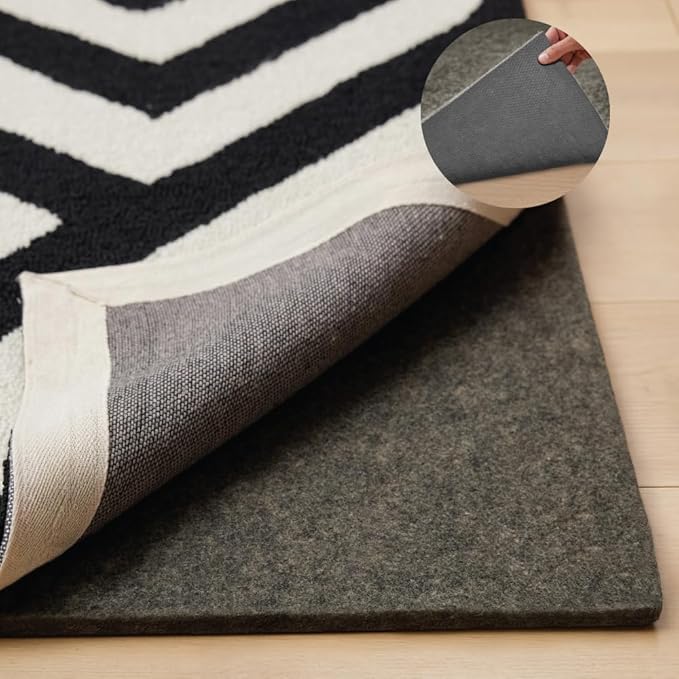 GORILLA GRIP Felt and Natural Rubber Stay in Place Slip Resistant Rug Pad, 1/4in Thick, 2x4 FT Protective Padding Under Area Rugs, Cushioned Gripper Pads, Carpet Runners, Hardwood Floors Protection
