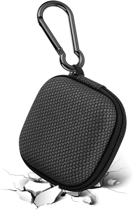 Earbud Case Hard EVA Earphone Carrying Case Cell Phone Accessories Storage Bag with Carabiner for Airpods Headset Earphone Flash Drive Charging Cable Key Wall Charger USB Adapter Cable (Black 2Pack)