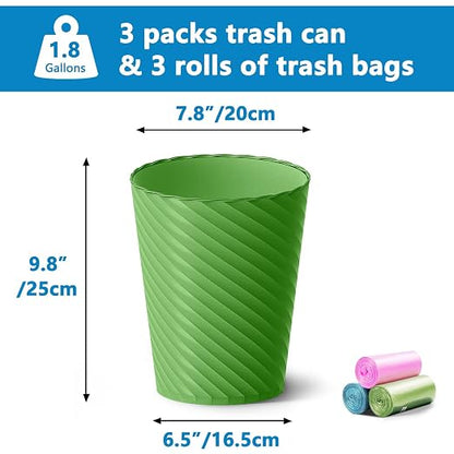 Lysam Bathroom Trash Can, 3 Pack 1.8 Gallons Small Trash Can - Image 3