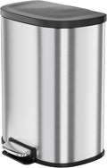 13.2 Gal/50L D-Shape Trash Can, Step-On Stainless Steel Garbage Can, Soft-Close Lid, Anti-Fingerprint Surface, Recycling Bin with Removable Inner Basket for Kitchen Dining Room