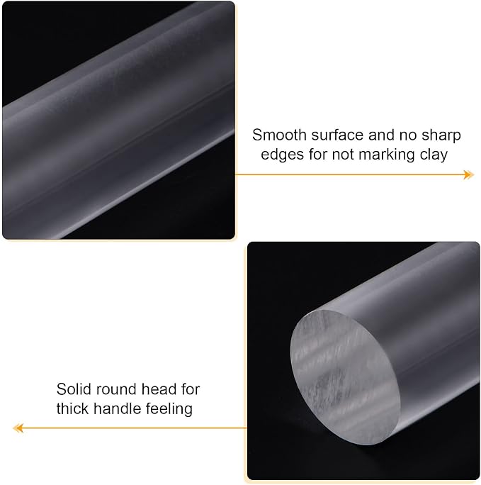 HARFINGTON Acrylic Clay Roller 8 Inch x 1 Inch Solid Non-Stick Plastic Round - Image 4