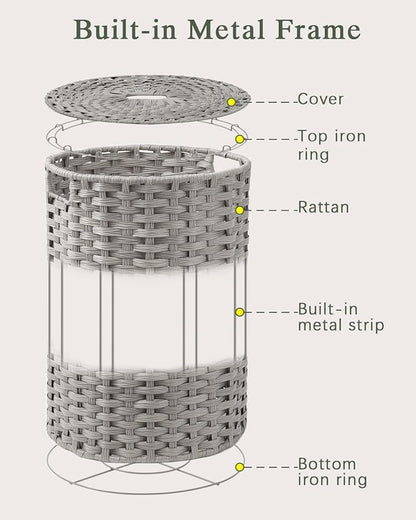 Laundry Hamper with Lid Laundry Basket with Lid 19.0 Gal Round Laundry Basket - Image 8