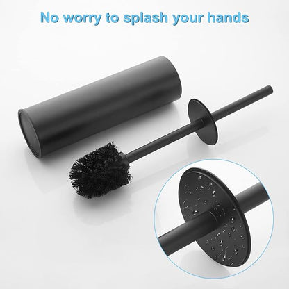 Toilet Brush and Holder Set Black Stainless Steel, 304 Heavy Duty Round Toilet - Image 4