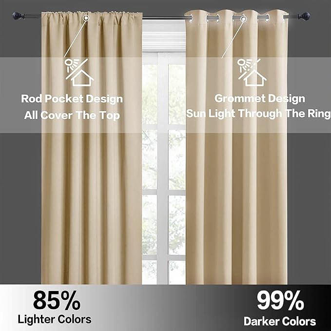 RYB HOME Blackout Curtains Tiers, Short Half Window Curtains - Image 5