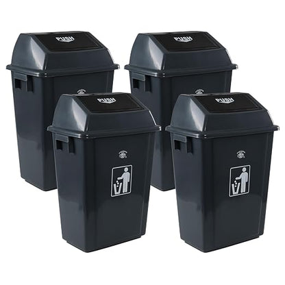 13 Gallon Plastic Swing Lid Trash Can, Outdoor Garbage Can, 4 Pack by Tyminin
