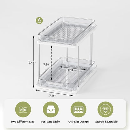 Delamu 2-Tier Bathroom Under Sink Organizers and Storage, Pull Out Cabinet - Image 2
