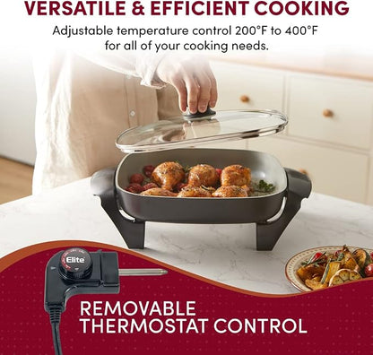 Elite Gourmet 12"x12"x2.15” Ceralast™ PFAS Free Ceramic Electric Skillet - Image 5