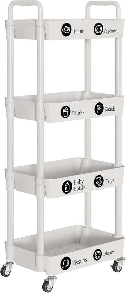 Laiensia 4-Tier Storage Cart, Mobile Shelving Unit Cart - Image 8