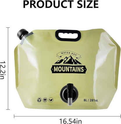 Collapsible 8L Water Storage Bag, BPA-Free Portable Folding Water Jug with Adjustable Faucet, Leakproof Emergency Water Bag for Camping, Hiking, Riding, Outdoor Sport (BEIGE, 2)
