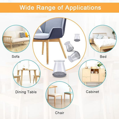 32 Pcs Chair Leg Protectors for Hardwood Floors, Silicone Felt Furniture Leg - Image 5