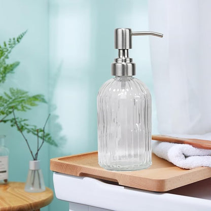 14Oz Clear Soap Dispenser Bathroom, Glass Hand Soap Dispensers - Image 4