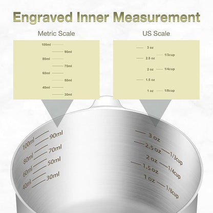 2PCS 1/2Cup Single Measuring Cup, Etched Inner Scale Stainless Steel Measure - Image 3