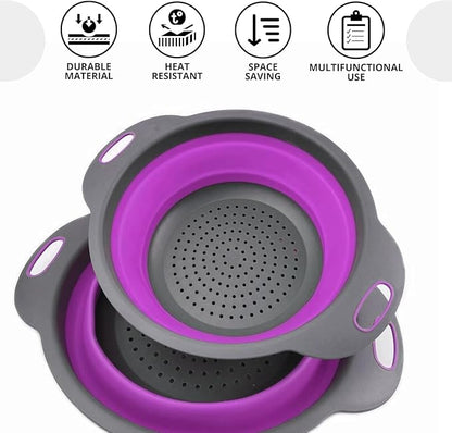 Purple Foldable Food Strainer for Kitchen - Image 4