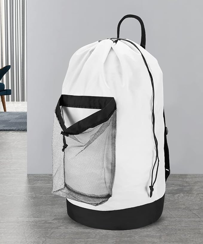Dalykate Backpack Laundry Bag, Laundry Backpack with Shoulder Straps and Mesh Pocket Durable Nylon Clothes Hamper Bag with Drawstring Closure for College, Travel, Laundromat, Apartment