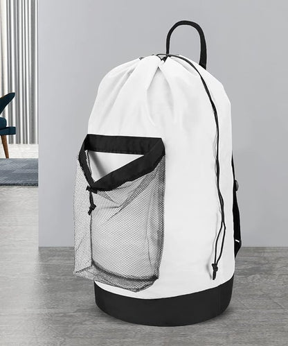 Dalykate Backpack Laundry Bag, Laundry Backpack with Shoulder Straps and Mesh Pocket Durable Nylon Clothes Hamper Bag with Drawstring Closure for College, Travel, Laundromat, Apartment