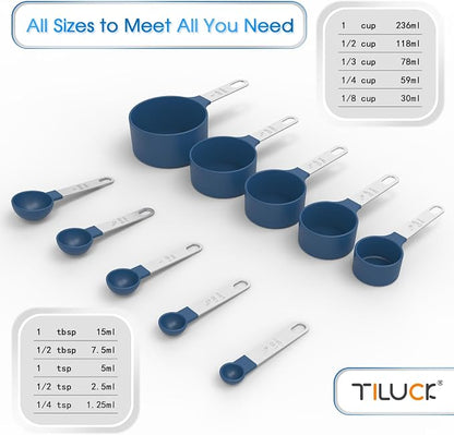 TILUCK Measuring Cups & Spoons Set, Stackable Cups and Spoons, Nesting Measure - Image 3