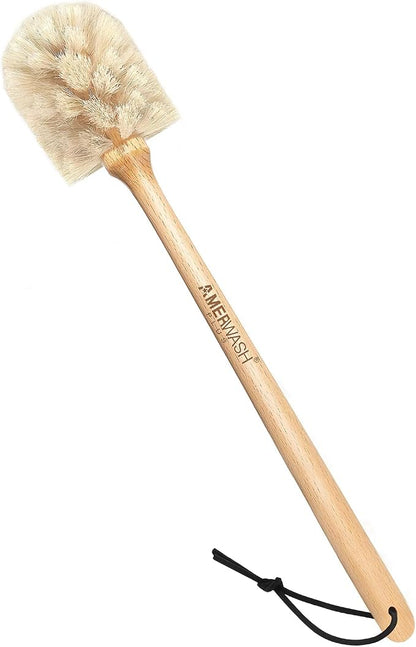 Bottle Brush Cleaner with Horsehair Bristles, 13-3/4 Inch Long Wood Handle by AMERWASHPLUS