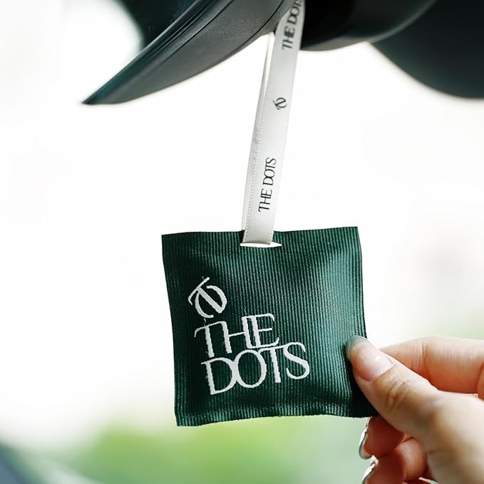 THEDOTS Series Car Air Freshener with 2 Adjustable Ribbons for Car Rearview Mirror, Coconut Lychee, 30 Days, Non-Toxic Fabric Sachet Gift (1 Pack)