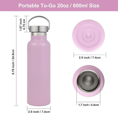 Neihepal 20 oz Insulated Water Bottles Bulk 2 Pack, Stainless Steel Double Wall - Image 5