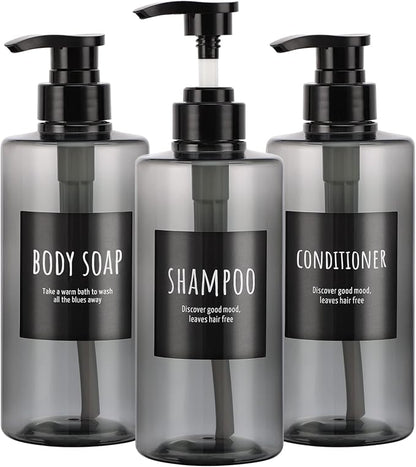 Refillable Shampoo Bottles, Segbeauty 16.9oz Shampoo Dispenser, Labeled Grey by Segbeauty