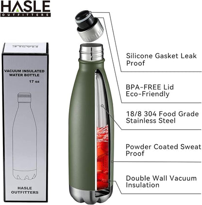HASLE OUTFITTERS 17oz Stainless Steel Water Bottles, Vacuum Insulated Double - Image 2