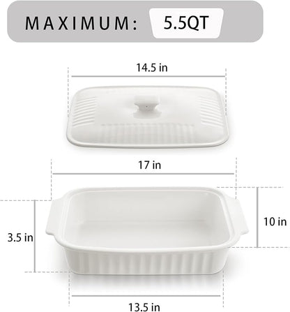 Large Baking Dish with Lid, 5.5 Quart Lasagna Pan with Lid, 13.5x9 inch Ceramic - Image 6