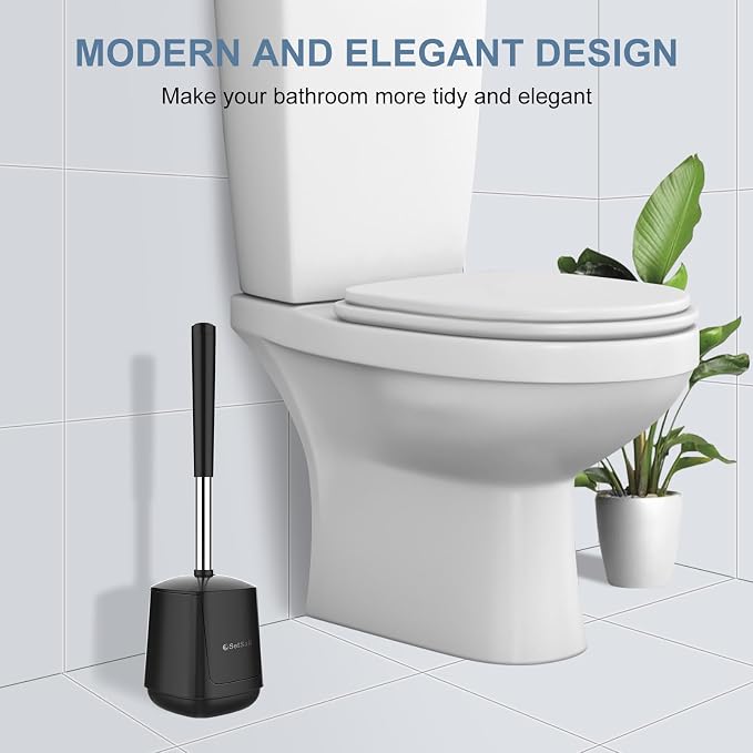 SetSail Toilet Brush and Holder, Self Closing Lid Toilet Bowl Brushes Holder - Image 7
