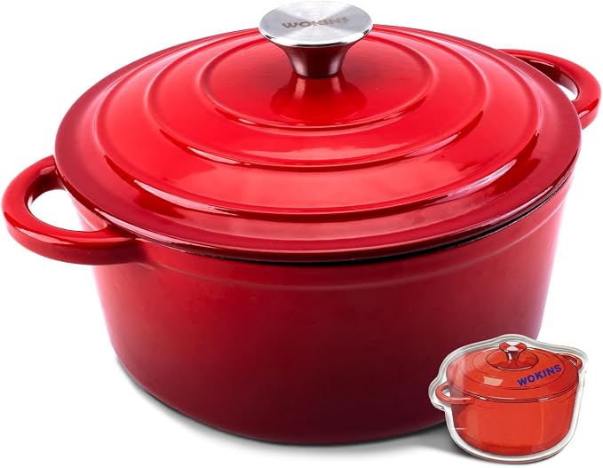 Enameled Cast Iron Dutch Oven - 4QT Pot by WOKINS
