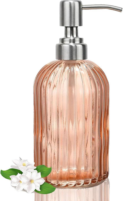 14Oz Amber Soap Dispenser Bathroom, Refillable Dish Soap Dispenser by Unknown
