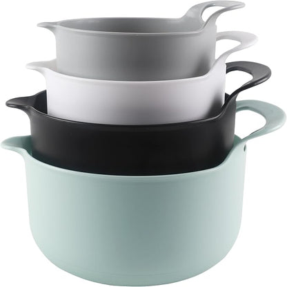 COOK WITH COLOR Nesting Plastic Mixing Bowl Set with Pour Spouts and Handles by CookwithColor