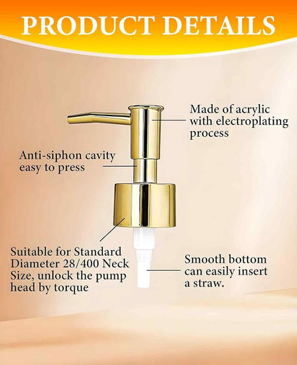 6 Pack Gold Soap Dispenser Pump, Top Replacement - Image 4