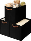 GRANNY SAYS Large Storage Baskets, Closet Storage Bins, Collapsible Storage Bin, Fabric Storage Bins with Metal Frame, Clothes Baskets for Shelves, Towels, Black, 50L, 3-Pack