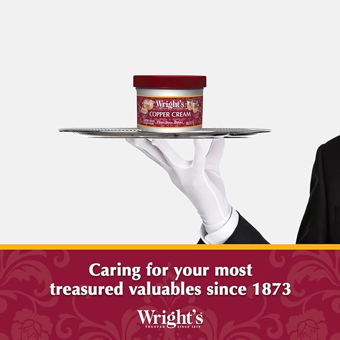 Wright's Copper and Brass Cream Cleaner - Gently Cleans and Removes Tarnish Without Scratching, 8 Ounce (Pack of 6)
