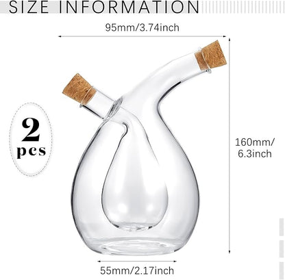 Suclain 2 Pcs Oil and Vinegar Dispenser, 2 in 1 Glass Olive Oil and Vinegar - Image 2