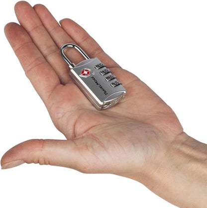 5 Pack TSA Luggage Locks with 4 Digit Combination – Heavy Duty Set Your Own Padlocks for Travel, Baggage, Suitcases & Backpacks - Silver