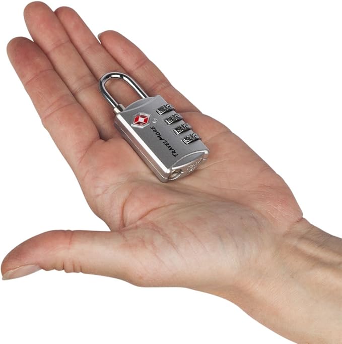 TSA Luggage Locks with 4 Digit Combination – Heavy Duty Set Your Own Padlocks for Travel, Baggage, Suitcases & Backpacks – 1 Pack Silver