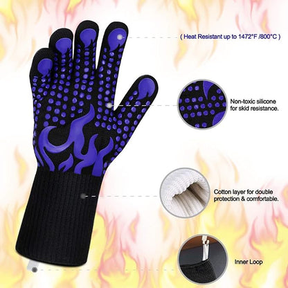 Comsmart BBQ Gloves, 1472 Degree F Heat Resistant Grilling Gloves Silicone - Image 4
