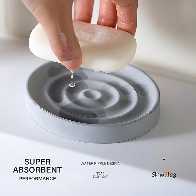 Diatomite Soap Dish, 2 Pack Water Absorbent Stone Soap Dish Holder, Quick Dry - Image 3