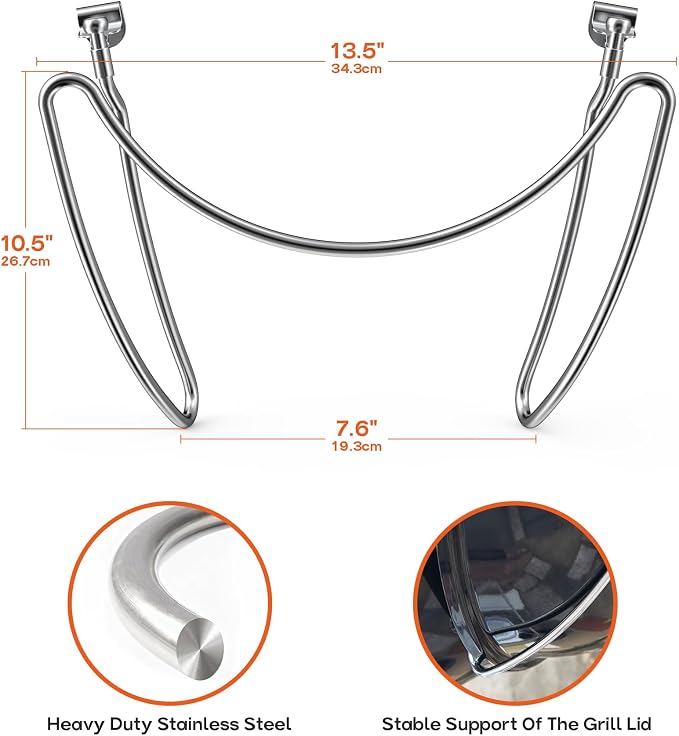 onlyfire Grill Lid Holder, Stainless Steel Slide a Side Lid Prop - Image 2