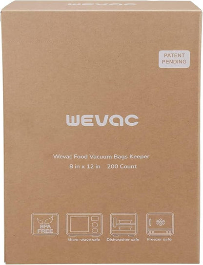 Wevac 8” x 12” 200 Count Food Vacuum Sealer Bags Keeper, PreCut Quart, BPA Free - Image 2