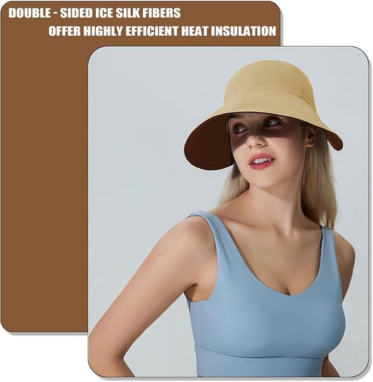 Sun Hats for Womens Wide Brim UV Protection Fishing Hats Packable Reversible Hollow Top Hat with Ponytail Beach Travel Hats