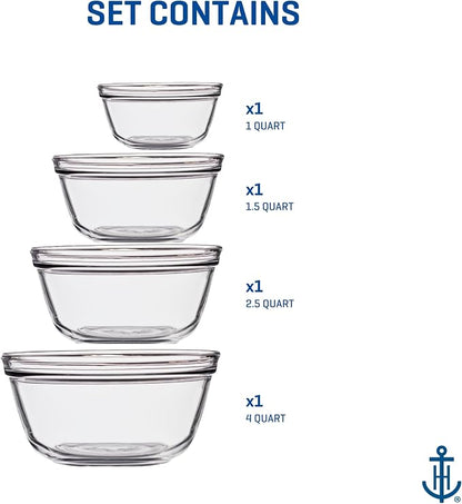 Anchor Hocking 4 Piece Glass Mixing Bowls Set – Durable, and Dishwasher Safe – - Image 5