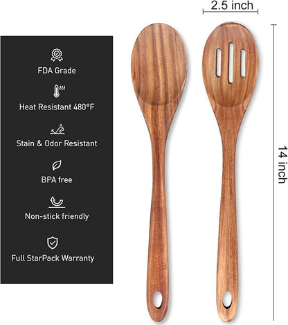 14 Inch Large Wooden Spoon for Cooking Utensil Mixing Spoons Baking Serving - Image 4