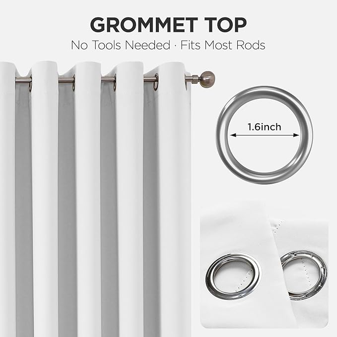 Joydeco Blackout Door Curtain for Doorway Privacy 78 Inches Long, Grommet Closet Curtain for Open Closet, Room Divider for Bedroom Living Room (Pure White, 40Wx78L, 1 Panel)