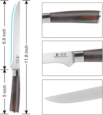 imarku Fillet Knife, German High Carbon Boning Knife, 6-Inch Stainless Steel - Image 4