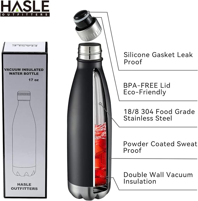 HASLE OUTFITTERS 17oz Stainless Steel Water Bottles Bulk, Vacuum Insulated - Image 2